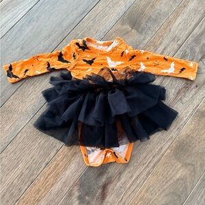 Posh Peanut Halloween Long Sleeve Tulle Skirt Bodysuit in the Hendrix print